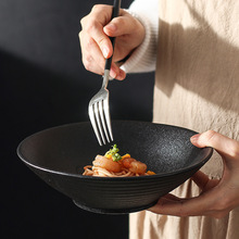 日式一人食拉面碗蓝釉汤碗家用拌面碗创意个性陶瓷碗面条泡面大碗