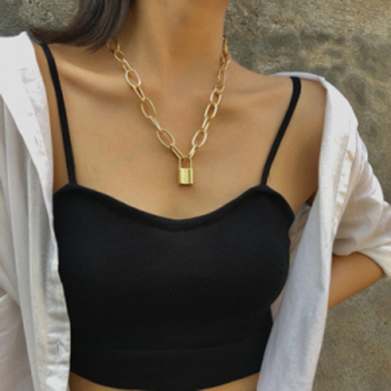 New Jewelry Personality Retro Geometric Necklace Sweater Chain Simple Lock-shaped Wild Temperament Clavicle Chain Wholesale Nihaojewelry display picture 9