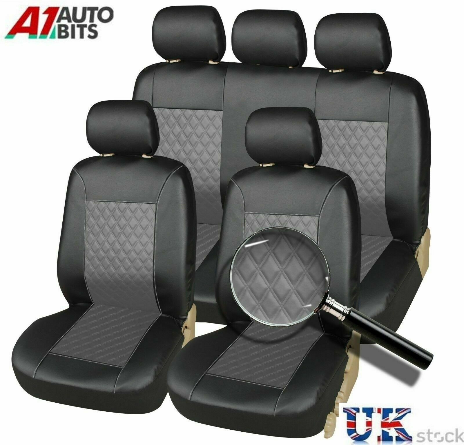 Amazon Mexico Pu Leather Export Universal Car Seat Cover Black 9-Piece Set Double-Line Quilted Embroidery Leather Temu