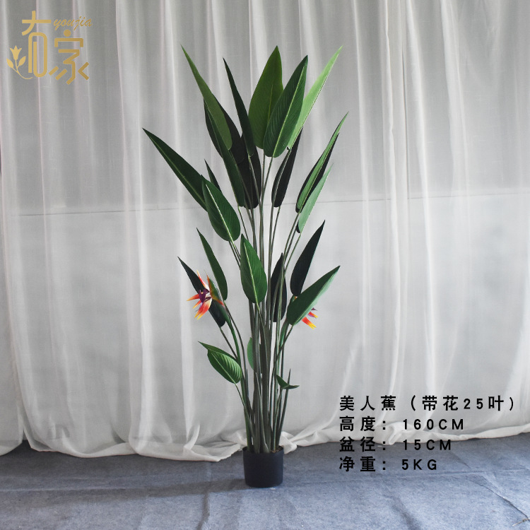 Simulación nórdica Planta verde Pájaro del paraíso Planta en maceta Decoración de interiores a gran escala Árbol falso Planta de simulación de canna