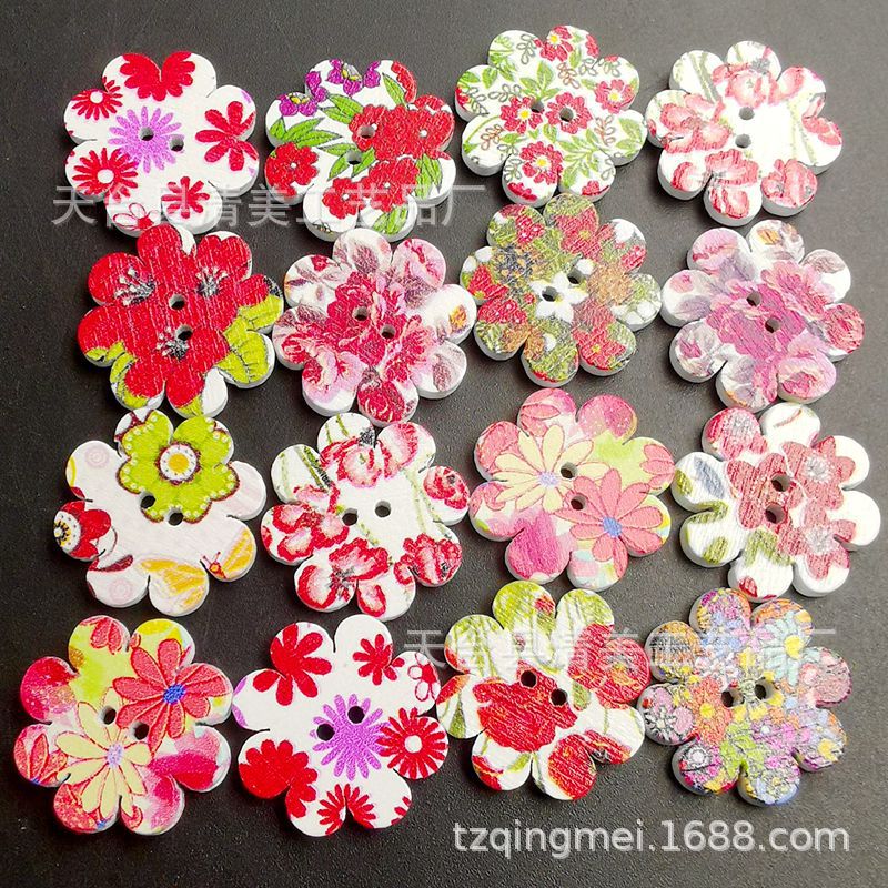 2cm ocho flores de ciruelo botones de madera corona botones de madera de ciruelo 100 piezas/paquete