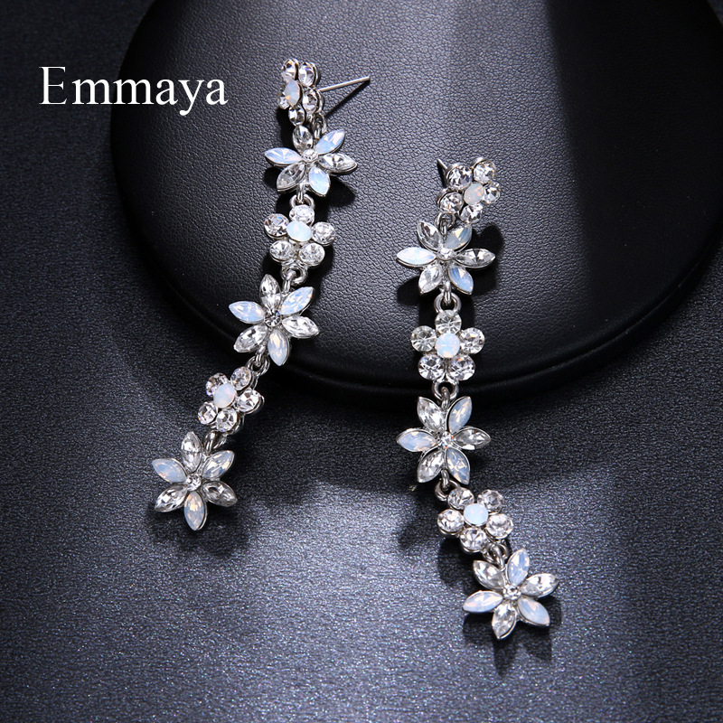 Fashionable universal earrings with tassels with zircon