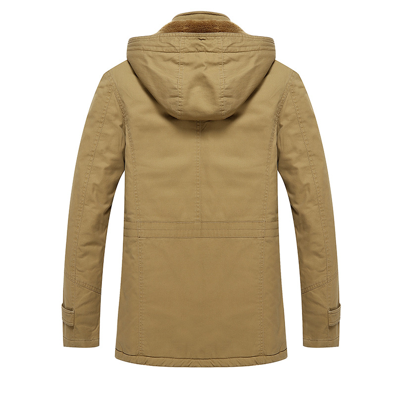 Cross-border Otoño e Invierno de los hombres casual Slim trench coat hombres de longitud media lavado forrado de lana engrosada Amazon venta al por mayor