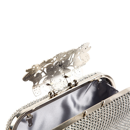 Cross-border quality evening bag set with diamonds, pure handmade rhinestone evening bag, enlarged floral leaf hijab clutch bag