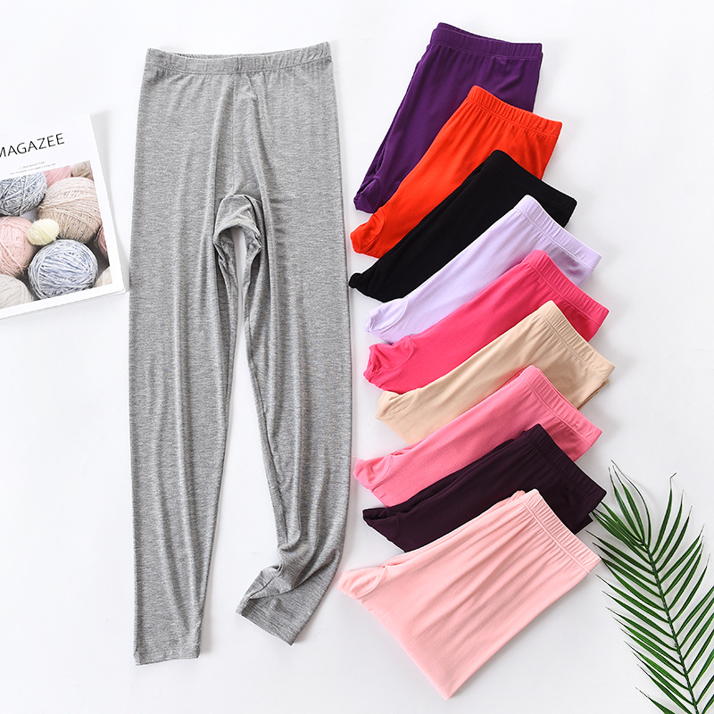 莫代尔打底秋裤女士秋冬保暖裤薄款打底棉毛裤全棉大码打底裤秋冬