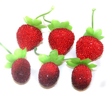 仿真水果蔬菜 玻璃珠草莓 紅色桑果 仿真小果實小蔬果配件批發