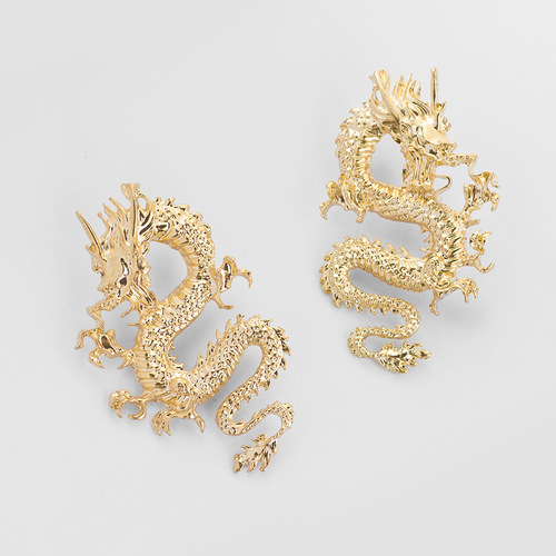 women stage performance dance bling jewelry accessories exaggerate personality trend cool dragon earrings
