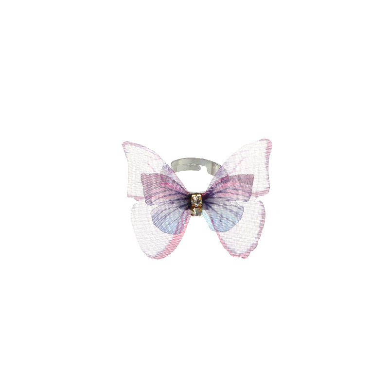 Butterfly Rings Fashion Jewelry Double Diamond-set Tulle Butterfly Ring Wholesale Nihaojewelry display picture 5