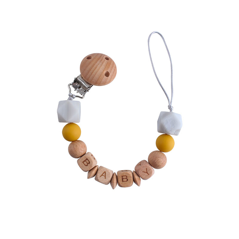 DIY creativo cuentas de silicona mordedor haya chupete clip bebé nombre chupete cadena Comercio exterior Amazon Venta caliente