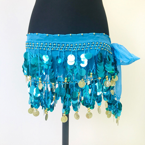 New belly dance waist chain hip scarf for beginners, lengthened and widened tassel waist scarf, Indian dance performance belt girdle