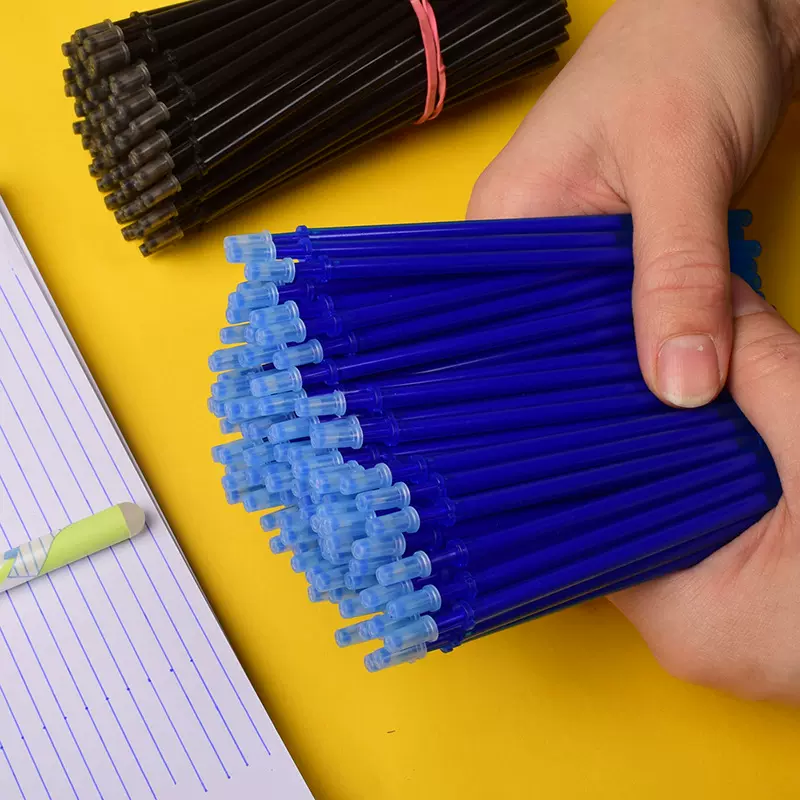 厂家批发小学生可擦笔芯0.5mm晶蓝黑色热可擦摩磨易擦中性笔替芯