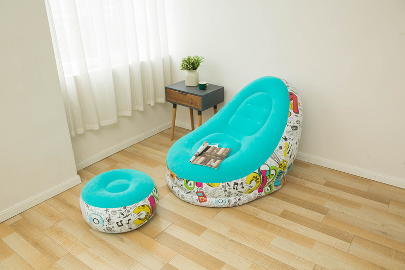 Inflatable Lazy Sofa Graffiti Style Soft And Comfortable Leisure Outdoor Portable Storage Nap Inflatable Flocking Sofa