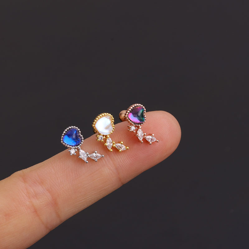 Ear Cartilage Rings & Studs Lady Flower 316 Stainless Steel  Copper Inlaid Zircon display picture 1