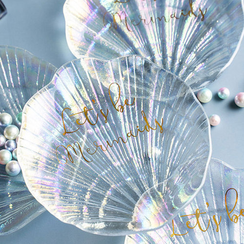 Popstar Storage Review Heart Dish Shell Glass Plate Snack Plate Flavor Plate Pastry Plate Photo Prop Recruitment Agent