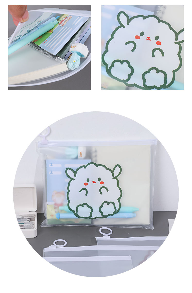 Lovely Cartoon Transparent Zip Multi - Function Storage Pack Students display picture 2