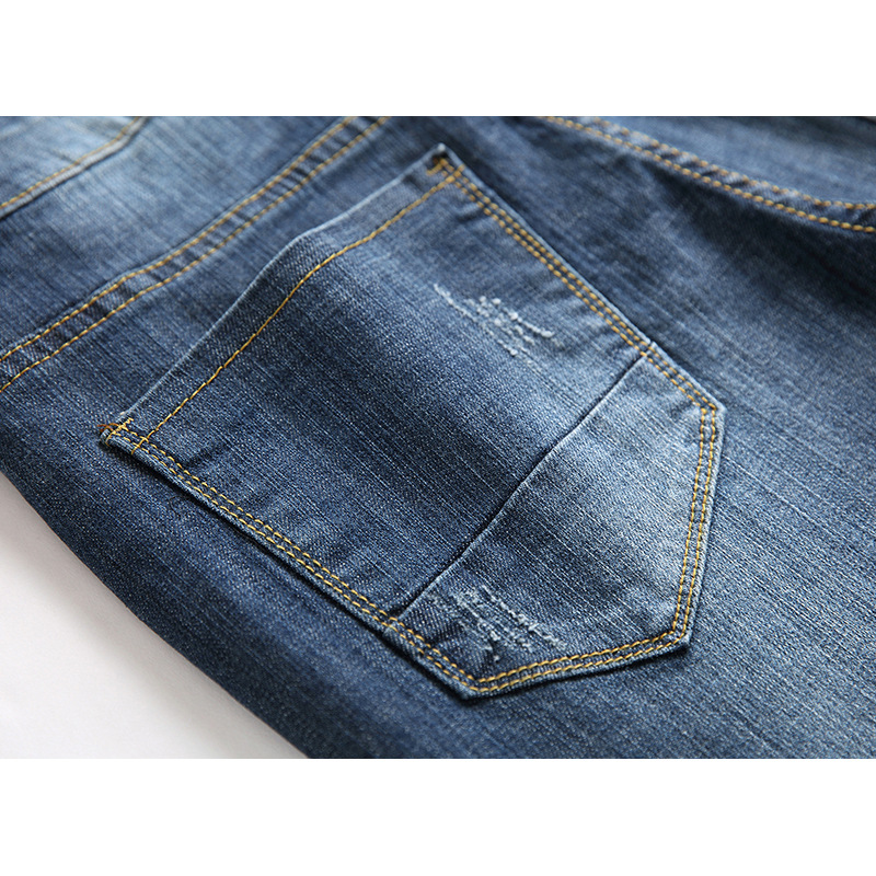 Neue Distressed-Jeans für Herren, modische und lässige elastische Jeanshose mit geradem Bein_voghion.com