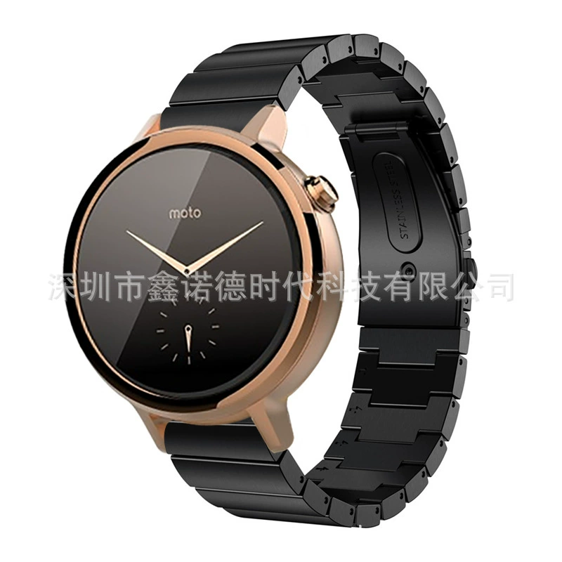 Подходит для первых MOTO 360 второго поколения — один жемчужный бамбуковый фестиваль из нержавеющей стали бабочка пряжка ремешок с одним жемчужным стальным поясом