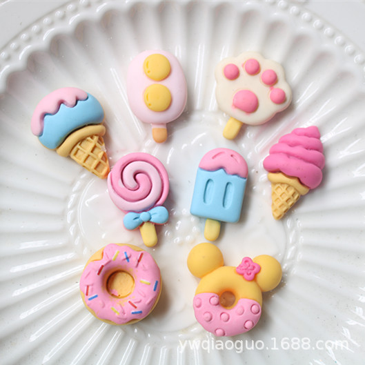 Bar ice donut cream rubber mobile phone case handmade DIY resin jewelry accessories hairpin hair accessories