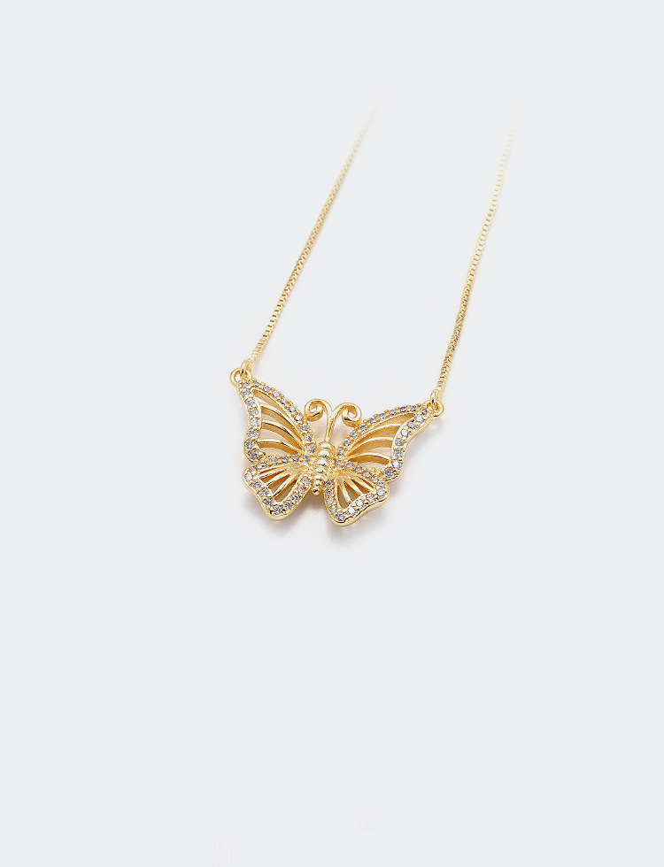 Wholesale Fashion Hollow Butterfly Clavicle Pendant Gold-plated Necklace display picture 4