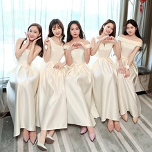伴娘服中長款2023春季新款韓式修身禮服伴娘團姐妹裙宴會晚禮服女