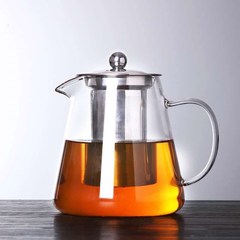 Large-capacity teapot, high-temperature resistant triangular water kettle, straight-body pot with stainless steel inner liner and high-borosilicate glass filter