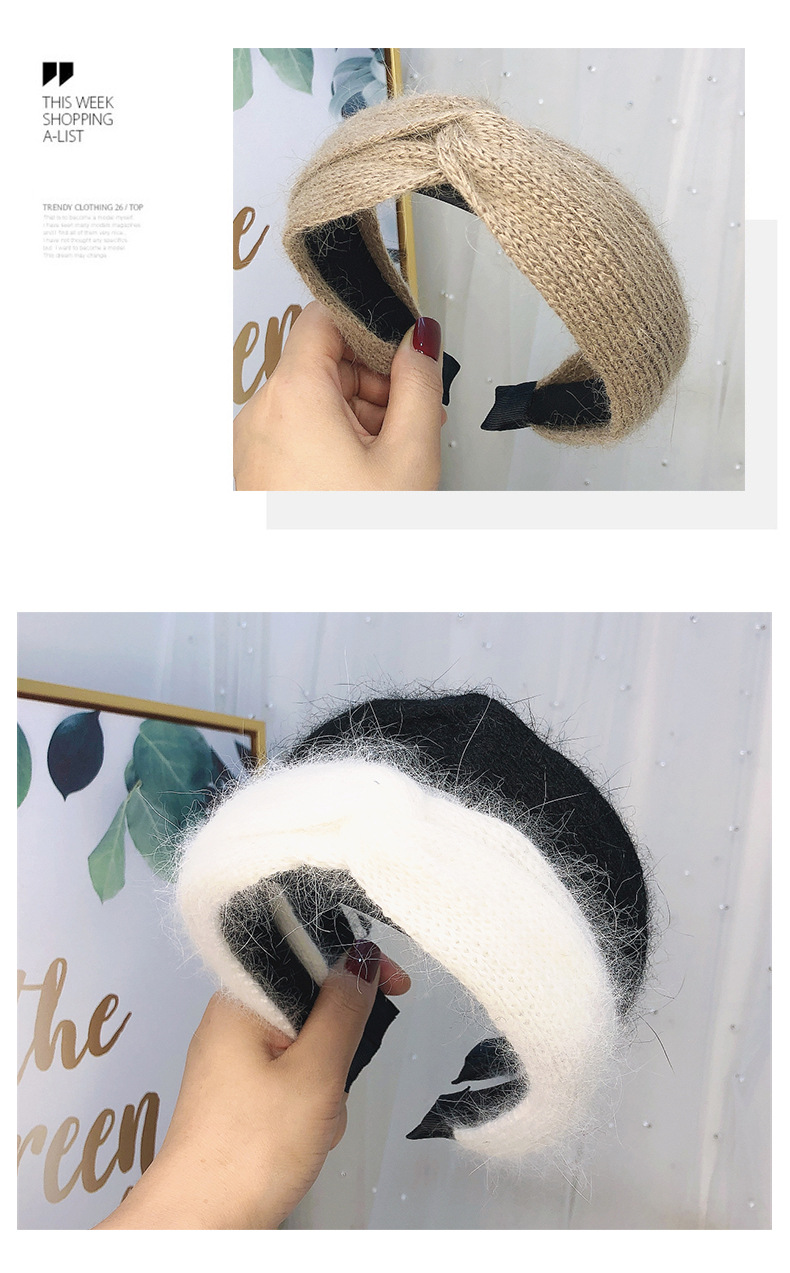 Korea  New  Cashmere  Cross  Knot Broad-brimmed Headband display picture 4