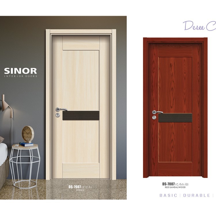 Puerta de ingeniería de apartamentos de hotel puerta de madera ecológica sin pintura puerta interior sin pintura tablero de múltiples capas marco de la puerta de cristal de carbono
