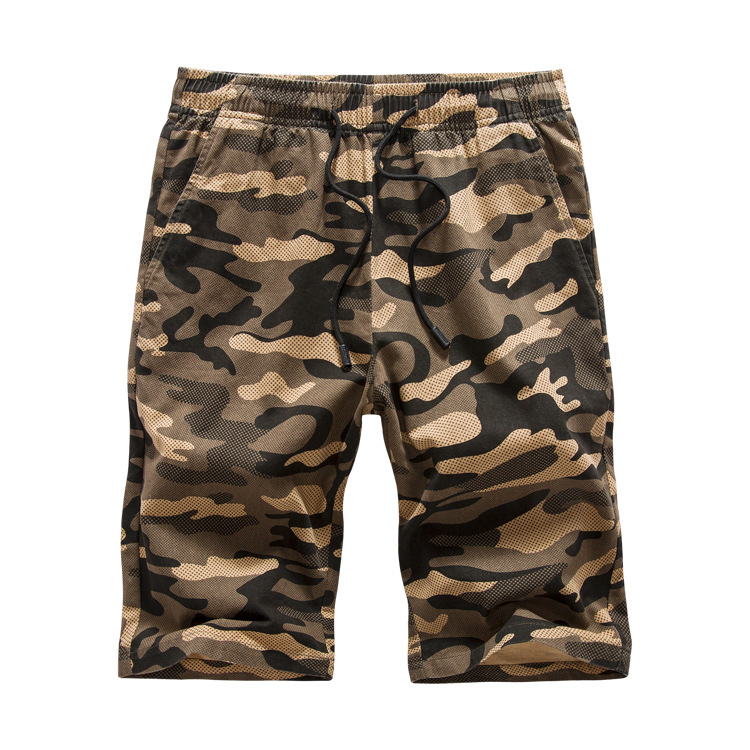 Nuevos pantalones cortos casuales de camuflaje transfronterizo para hombres de verano de algodón versátil pantalones sueltos recortados 1718