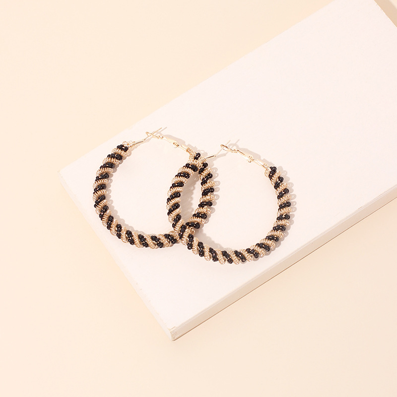 100g Weight Earrings Classification Wedding, Travel, Birthday, Festival Occasion Women'S Gender Black Color Hot Selling Golden Geometric Bohemian Big Earrings 1