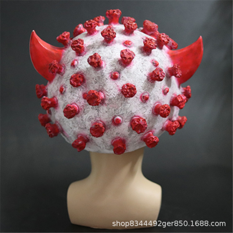 Virus campana Máscara de Halloween horror látex coronavirus apoyos 2019-NCoV modelo de enseñanza Máscara