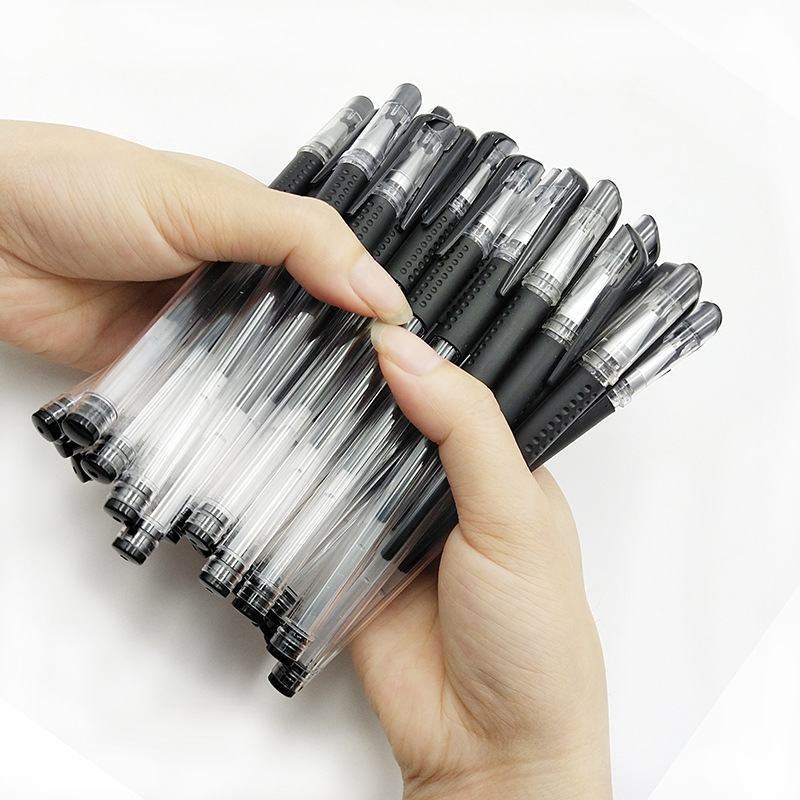 厂家直供欧标中性笔 黑色签字笔0.5mm针管头子弹头学生办公水性笔
