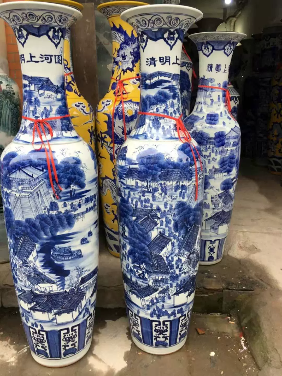 Керамическая ваза из Jingdezhen ручной росписи карта Qingming Shanghe керамический полевой цветочный сосуд для улицы открытие подарочная декоративная вещь