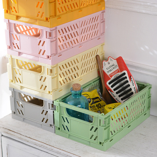 Desktop storage basket foldable storage basket plastic kitchen sundry storage box household daily necessities wholesale