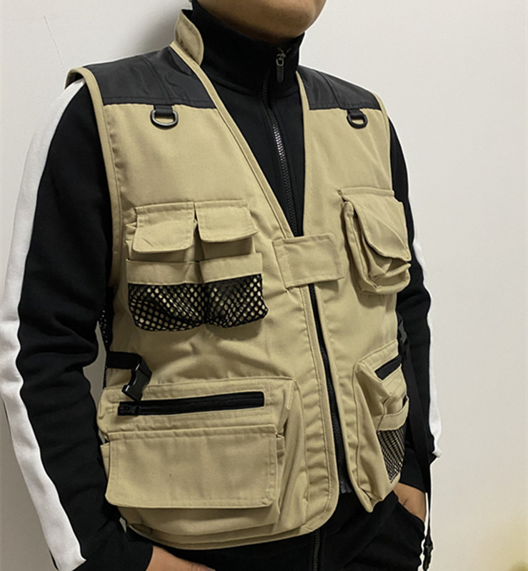New Men's photography fishing reporter wedding multi-pocket casual vest vest fabric polyester cotton canvas New Men's photography fishing reporter wedding multi-pocket casual vest vest fabric polyester cotton canvas