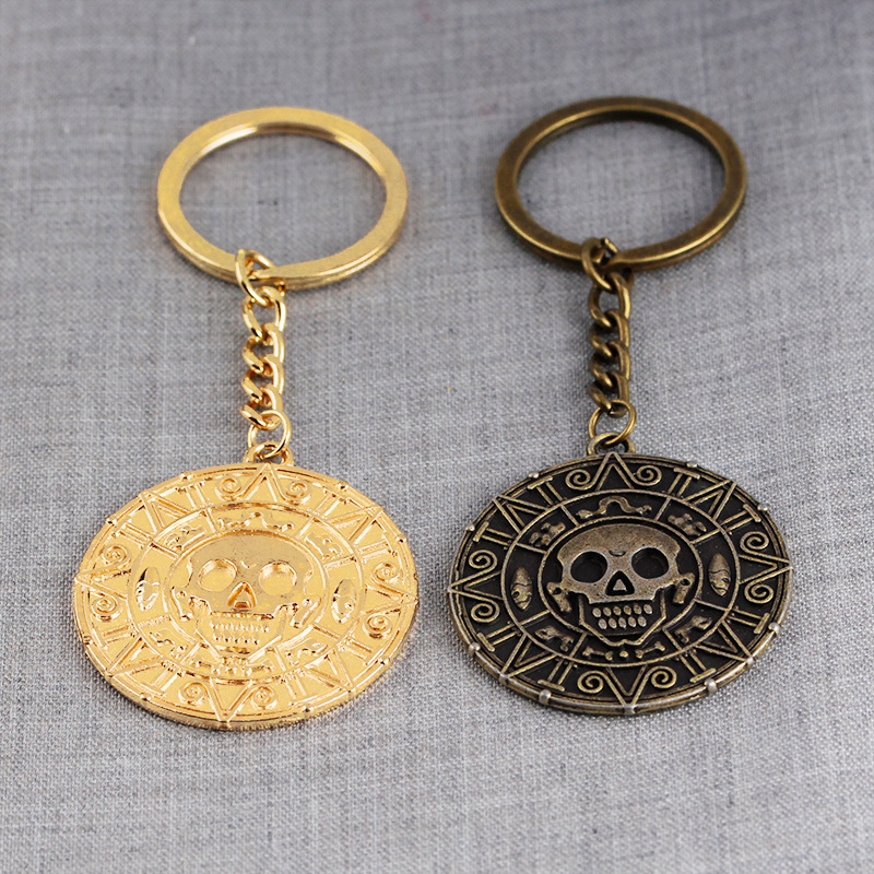 Explosion Keychain Caribbean Pirate Skull Gold Coin Keychain Hot Accessories Wholesale Nihaojewelry display picture 5