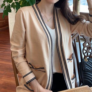 韩国东大门ins超火针织开衫秋季新款女双口袋外套长袖中长款温柔