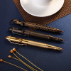 Tungsten steel head Bronze pen handmade machine gun pen Creative retro pure copper bolt bamboo style tactical pen