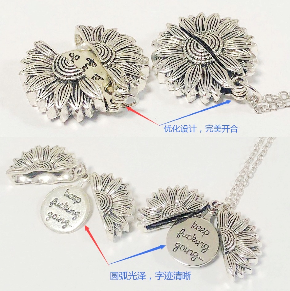 New fashion double-layer lettering sunflower necklace alloy flowers short neck chain women wholesale