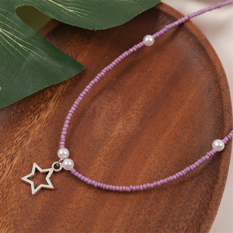 Bohemian Rice Beads Star Necklace display picture 6