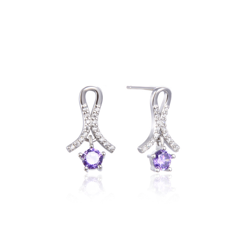 Diamante s925 pendientes de plata circón moda femenina inconformista joyería de plata Corea del Sur elegante fuente simple fábrica al por mayor