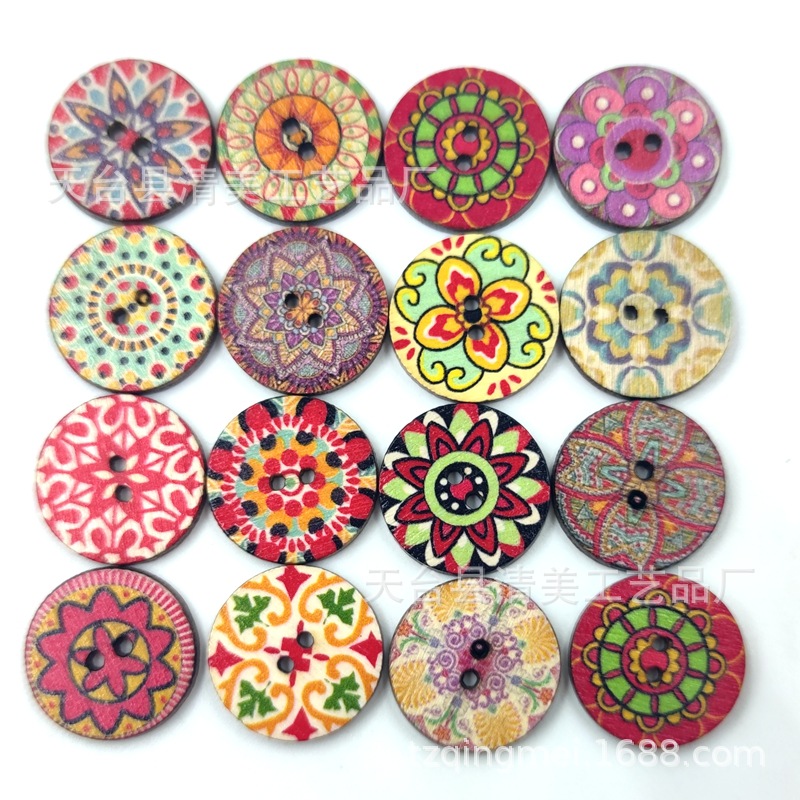 En stock promoción principal nuevo patrón retro bohemio botón redondo patrón antiguo europeo impresión oblea