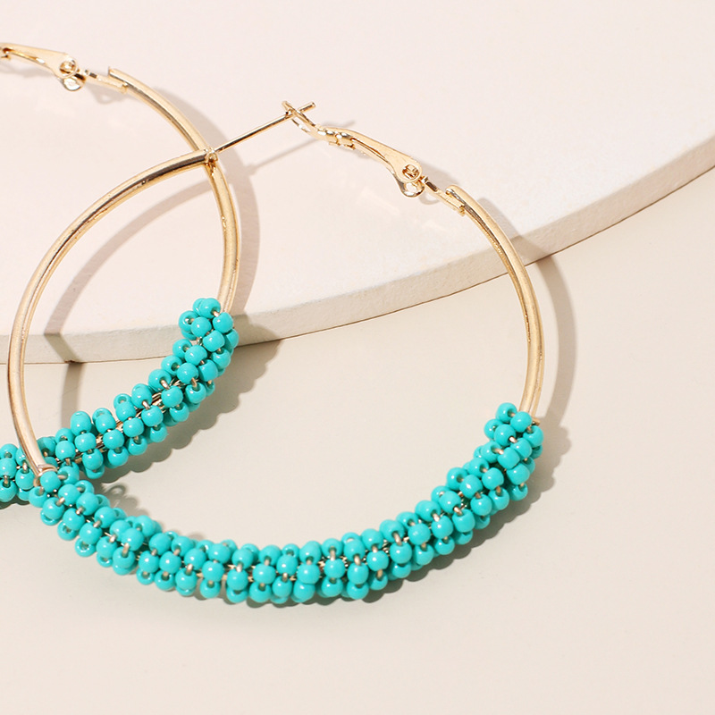 Ig Style Alloy Knitting Miyuki Beads Women's Hoop Earrings display picture 6