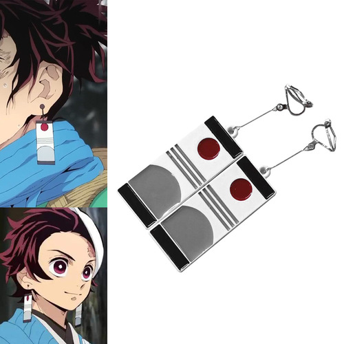 Demon Slayer COSPLAY props Tanjiro earrings Ni Douzi bamboo tube butterfly Ninka Nahu hair accessories