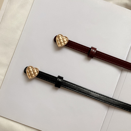 Women's Slim Belt, Versatile Simple Waist-Clinching Outerwear Belt with Heart-Knot Design, Korean Style Coat Waist Belt
