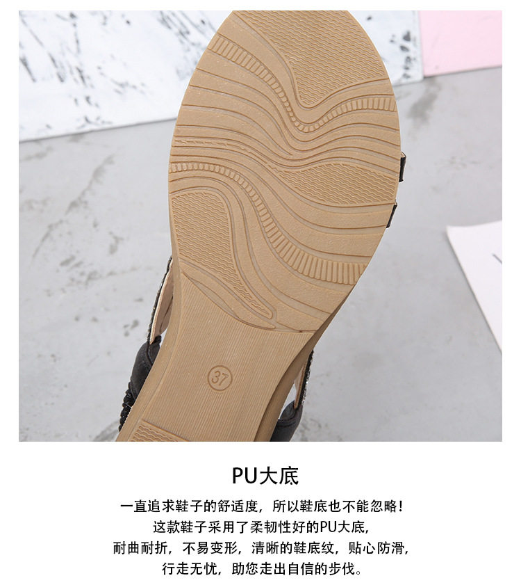 2024 New cross-border large-sized hollowed-out sandals, Bohemian-style women's shoes, summer comfortable flat diamond sandals undefined