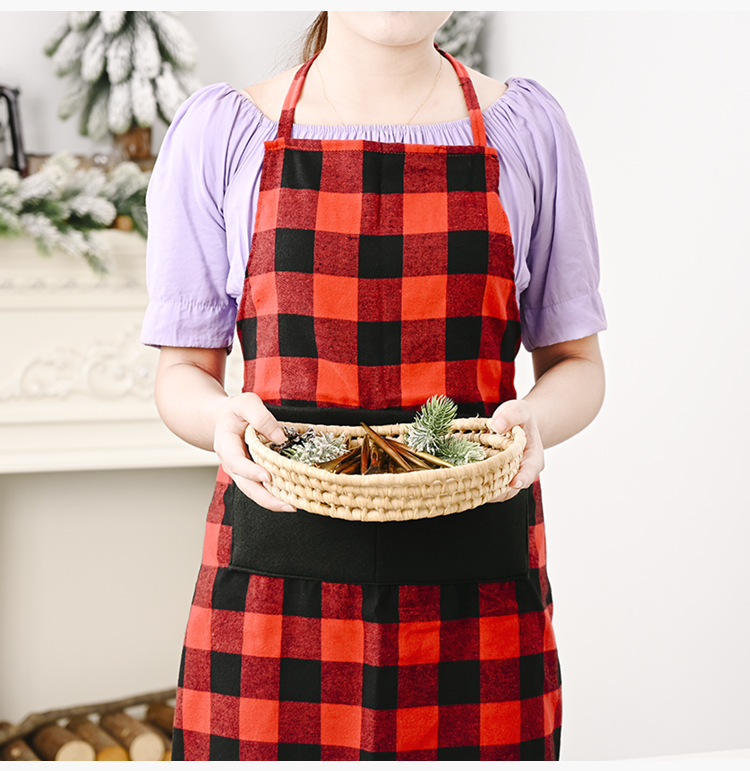Christmas Decoration Supplies Red And Black Plaid Apron display picture 6