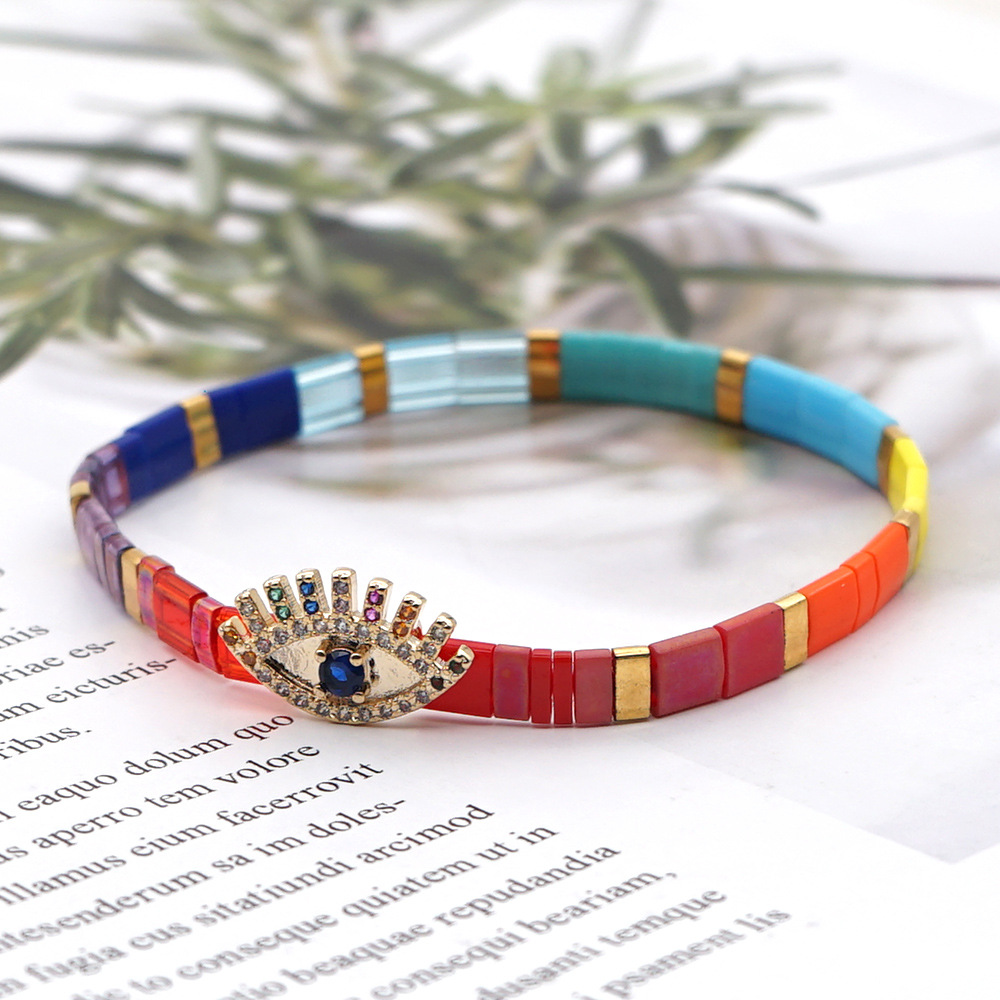 Fashion All-match Diamond-studded Rainbow Bead Bohemian Couple Bracelet display picture 25