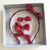 Fuchsia velvet face blush, hairgrip with bow, children's headband, hair accessory, gift box, set