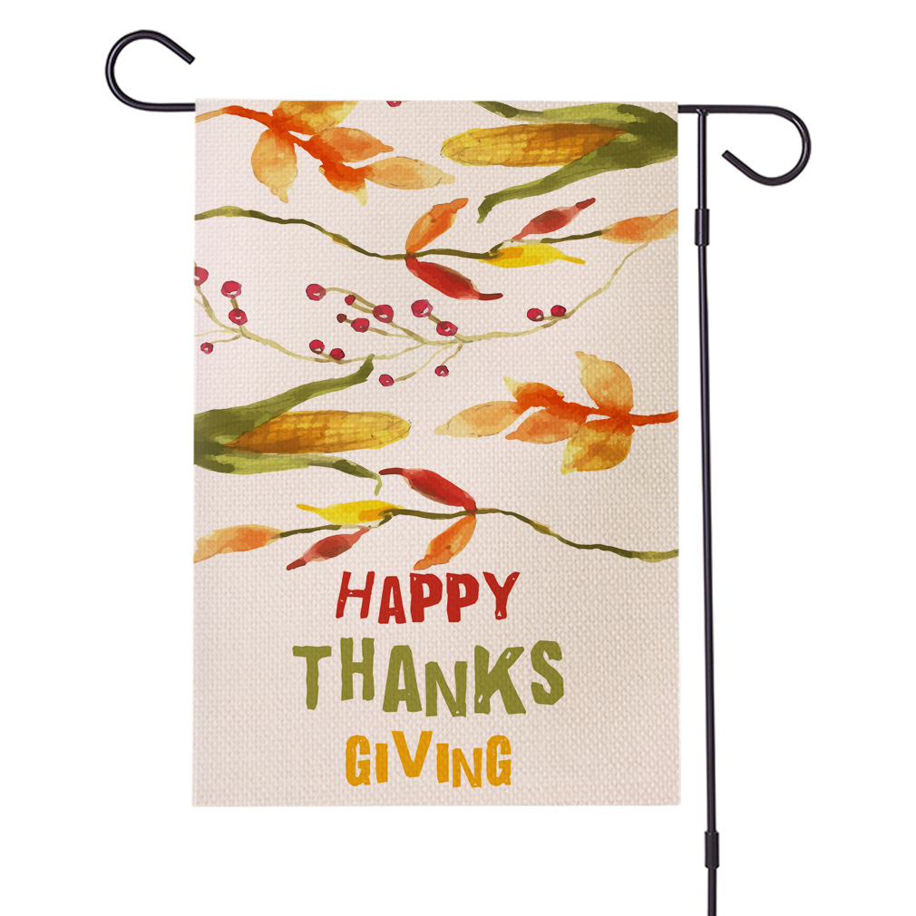跨境热销  感恩节系列防水亚麻花园旗 双面庭院节日旗 支持定制