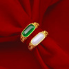 Ethnic agate ring with stone suitable for men and women jade, ethnic style, 24 carat white gold